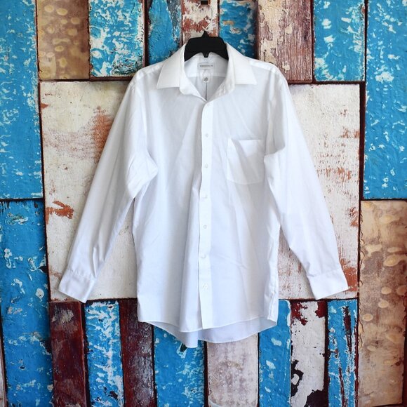 Men's Yorkshire VI Dress Shirt Long Sleeve Button Up SIZE 16 White - Picture 1 of 12
